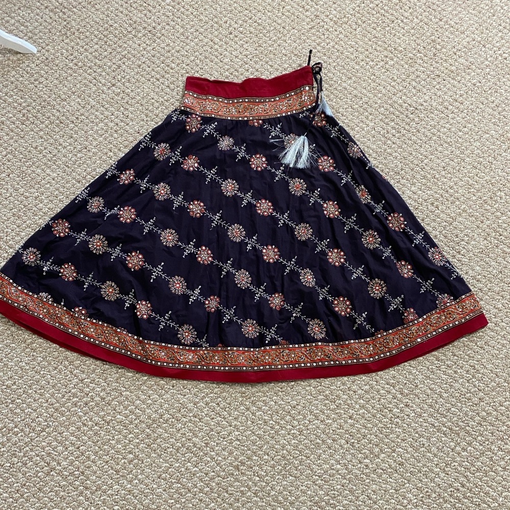 Soft Surroundings Dark Blue Beaded Skirt